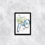 Imagem de Quadro Bicicleta Azul com Flores 45x34cm - com vidro