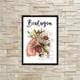 Imagem de Quadro Biologia Pulmão Com Flores 45X34Cm - Com Vidro