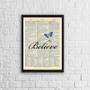 Imagem de Quadro Borboleta Azul Believe 33X24Cm Madeira Branca