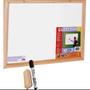 Imagem de Quadro branco moldura madeira 80 x 60 com 1 apagador e 1 caneta