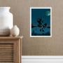 Imagem de Quadro Bruxa Na Vassoura Com Gato Preto 33x24cm - com vidro