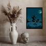 Imagem de Quadro Bruxa Na Vassoura Com Gato Preto 33x24cm - com vidro