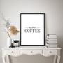 Imagem de Quadro But First Coffee - Minimalista 24x18cm - com vidro