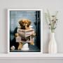 Imagem de Quadro Cachorro No Banheiro Lendo Jornal 33x24cm - com vidro