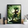 Imagem de Quadro Candomblé Oxossi Guerreiro 33x24cm - com vidro