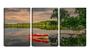 Imagem de Quadro canvas 30x66 barco vermelho no lago