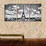 Imagem de Quadro canvas 30x66 carros sob torre Eiffel pb