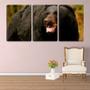 Imagem de Quadro canvas 30x66 grande urso pardo boca aberta