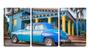 Imagem de Quadro canvas 45x96 carro azul forte vintage cuba