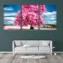 Imagem de Quadro canvas 55x110 grande árvore flores rosas