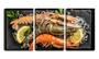 Imagem de Quadro canvas 68x126 três camarões com limão e gelo