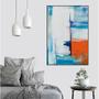 Quadro Canvas Pint Ab. Tons Branco Azul e Laranja 1,00x80 - LUGGUI ART FOTOG Imagem de Quadro Canvas Pint Ab. Tons Branco Azul e Laranja 1,00x80