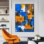 Imagem de Quadro Canvas Pint Abst Azul , Amarelo, Preto 1,20x90