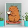 Imagem de Quadro Capivara - Hora Do Café 33X24Cm - Com Vidro