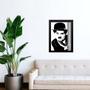 Imagem de Quadro Charlie Chaplin Abstrato Preto e Branco 33x24cm - com vidro