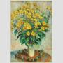 Imagem de Quadro Claude Monet Jerusalem Artichoke Flowers Tela Moldura Branca 45X30Cm