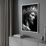 Imagem de Quadro com Moldura 130x90 Jesus Coroa de Espinho Preto e Branco Decorativo Grande Sala Quarto Hall