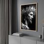 Imagem de Quadro com Moldura 130x90 Jesus Coroa de Espinho Preto e Branco Decorativo Grande Sala Quarto Hall