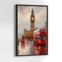 Imagem de Quadro com Moldura 130x90 Paisagem Vertical Londres Vermelho Pintura Decorativo Grande Sala Quarto Hall