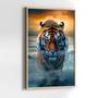 Imagem de Quadro com Moldura 130x90 Tigre por do Sol Paisagem Vertical Decorativo Grande Sala Quarto Hall