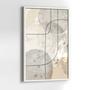 Imagem de Quadro com Moldura Abstrato linhas Bege Cinza Marrom Decorativo Grande Sala Quarto Hall Escritório Cozinha Vertical
