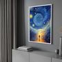 Imagem de Quadro com Moldura Arte Estilo Van Gogh Moderno Abstrato Decorativo Grande Sala Quarto Hall Escritório Cozinha Vertical