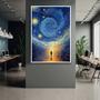Imagem de Quadro com Moldura Arte Estilo Van Gogh Moderno Abstrato Decorativo Grande Sala Quarto Hall Escritório Cozinha Vertical