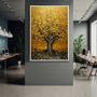 Imagem de Quadro com Moldura Árvore Dourada Decorativo Grande Sala Quarto Hall Escritório Cozinha Vertical