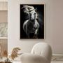 Imagem de Quadro com Moldura Cavalo Branco Luxo Decorativo Grande Sala Quarto Hall