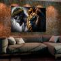Imagem de Quadro Com Moldura Decorativo Grande Alta Resolução Para Sala Quarto   Escritório Jesus Cristo Coroa De Espinhos Leão De Judá Olhos Azuis