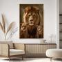 Imagem de Quadro com Moldura Decorativo Para Sala Quarto Hall Leão com 2 Filhotes Savana