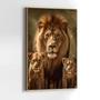 Imagem de Quadro com Moldura Decorativo Para Sala Quarto Hall Leão com 2 Filhotes Savana