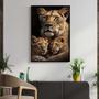 Imagem de Quadro com Moldura Decorativo Para Sala Quarto Hall Leoa com 2 Filhotes Savana