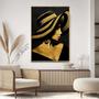 Imagem de Quadro com Moldura Decorativo Para Sala Quarto Hall Mulher arte Chapeu Dourado Preto