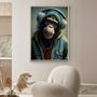 Imagem de Quadro com Moldura Macaco Rapper Fone  Decorativo Grande Sala Quarto Hall