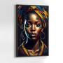 Imagem de Quadro com Moldura Mulher Africana Preta Dourado Decorativo Grande Sala Quarto Hall