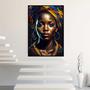 Imagem de Quadro com Moldura Mulher Africana Preta Dourado Decorativo Grande Sala Quarto Hall