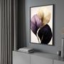 Imagem de Quadro com Moldura Planta Floral Moderna Roxo bege  Decorativo Grande Sala Quarto Hall Escritório Cozinha Vertical