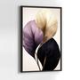 Imagem de Quadro com Moldura Planta Floral Moderna Roxo bege  Decorativo Grande Sala Quarto Hall Escritório Cozinha Vertical