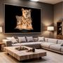 Imagem de Quadro com Moldura Sala Quarto Leoa com 3 Filhotes Decorativo Horizontal Grande Hall