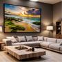 Imagem de Quadro com Moldura Sala Quarto Praia Tarde Paisagem  Decorativo Horizontal Grande Hall