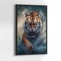 Imagem de Quadro com Moldura Tigre de Bengala Águas Vertical  Decorativo Grande Sala Quarto Hall