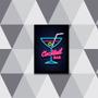 Imagem de Quadro Copo Cocktail Bar Simulando Neon II 33x24cm - com vidro