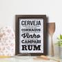 Quadro Cozinha Frase Cerveja Bebidas 33x43cm Moldura Marrom - Quartinhos Imagem de Quadro Cozinha Frase Cerveja Bebidas 33x43cm Moldura Marrom