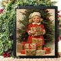 Imagem de Quadro De Natal Menininha Com Presentes 33X24Cm - Com Vidro