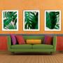Imagem de Quadro decor canvas dourado 30x66 folhas tropicais mod 96