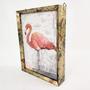 Imagem de Quadro Decoração Flamingo Rosa Dourado 20X15Cm