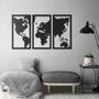 Imagem de Quadro Decoração Vado Mapa Mundi Mdf 6Mm Preto 200X120 Cm