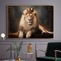 Imagem de Quadro Decorativo 1 Tela Animais Leão Rei em Trono Diversos Tamanhos Natural