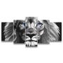 Quadro Decorativo 129x63 Quarto Leão Luxo P & B Olhos Azuis - Mv Decor Imagem de Quadro Decorativo 129x63 Quarto Leão Luxo P & B Olhos Azuis